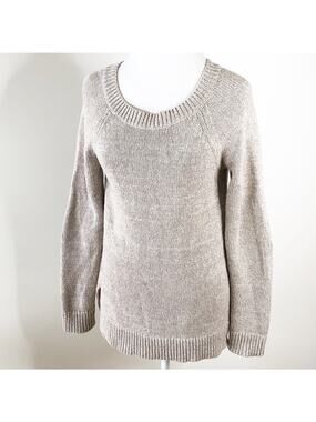 Market & spruce Sweater Tan Small Leather buttons up back Elbow  patches